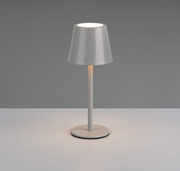 Сива LED настолна лампа с метален абажур (височина 21 cm) Diaz – Reality