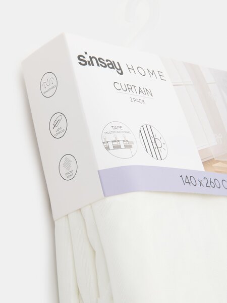 Sinsay - Комплект полупрозрачни пердета с лента и десен на панделки 2 pack - бял