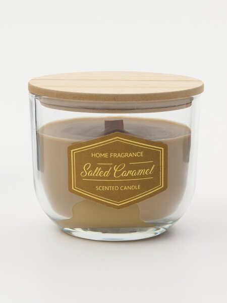 Sinsay - Ароматна свещ с дървен фитил Salted Carmel - кехлибар