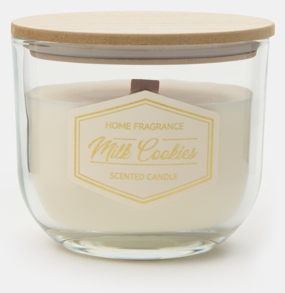 Sinsay - Ароматна свещ с дървен фитил Milk Cookies - бял