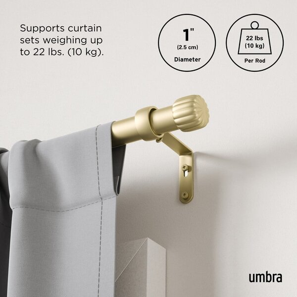 Матово златист стоманен разширяем прът за завеси 168 - 305 cm Cleo – Umbra