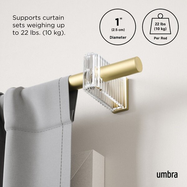 Матово златист стоманен разширяем прът за завеси 107 - 305 cm Flute – Umbra