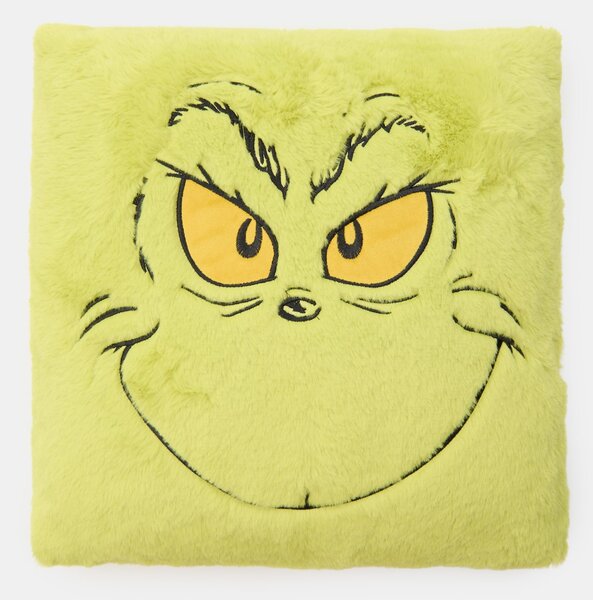 Sinsay - Декоративна пухкава възглавница с коледен мотив Grinch - жълтозелено