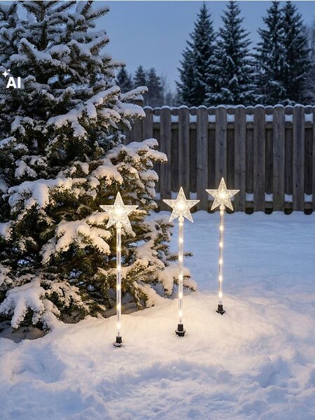 Sinsay - Комплект забиващи се LED градински лампи с мотив звезда 3 pack - бял