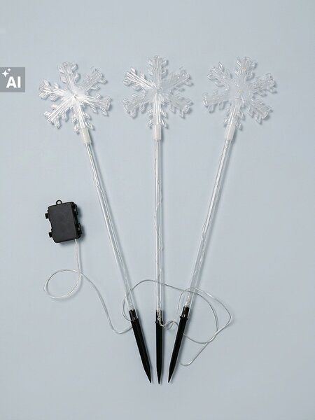 Sinsay - Комплект забиващи се LED градински лампи с мотив звезда 3 pack - кремав