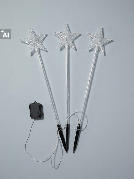 Sinsay - Комплект забиващи се LED градински лампи с мотив звезда 3 pack - бял