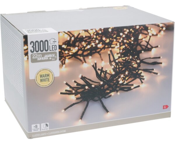 LED външна коледна гирлянда 3000xLED/230V/8 функции 24,8 m IP44 топла бяла светлина