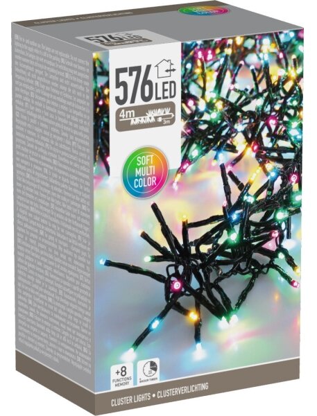 LED външна коледна гирлянда 576xLED/230V/8 функции 7,2 m IP44 многоцветна