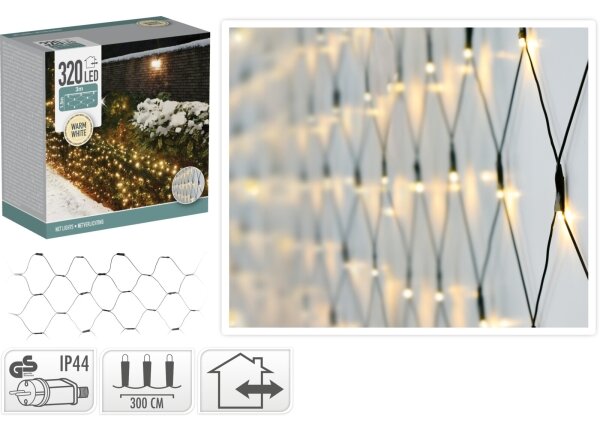 LED външна коледна завеса 320xLED/230V 3x1,5 m IP44 топла бяла