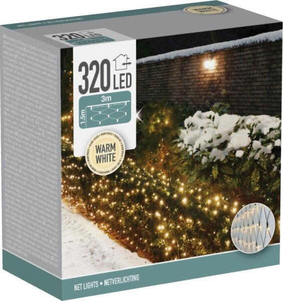 LED външна коледна завеса 320xLED/230V 3x1,5 m IP44 топла бяла