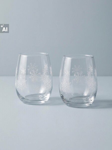 Sinsay - Коледни чаши с принт на снежинки 2 pack - clear