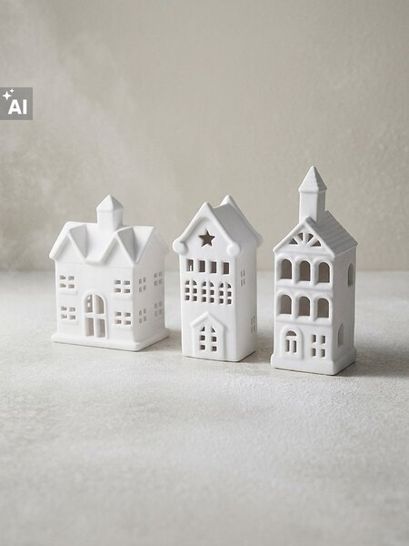 Sinsay - Коледни LED лампички във формата на къщички 3 pack - бял