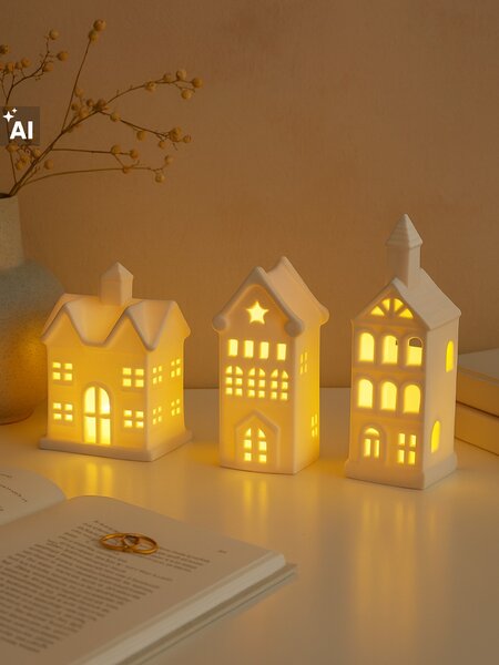 Sinsay - Коледни LED лампички във формата на къщички 3 pack - бял
