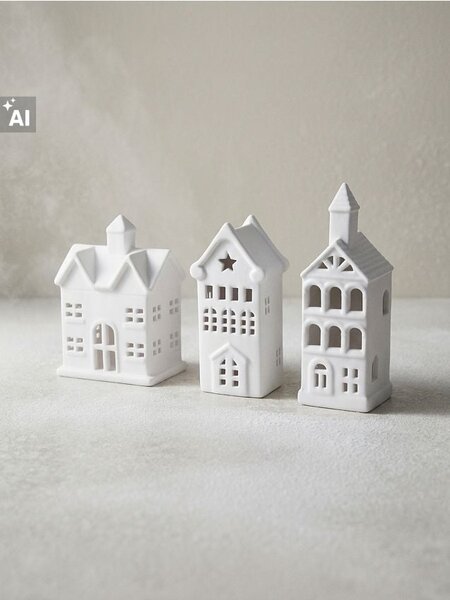 Sinsay - Коледни LED лампички във формата на къщички 3 pack - бял