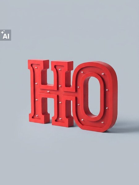 Sinsay - Коледна декорация във формата на надпис HO с LED светлини - червeн