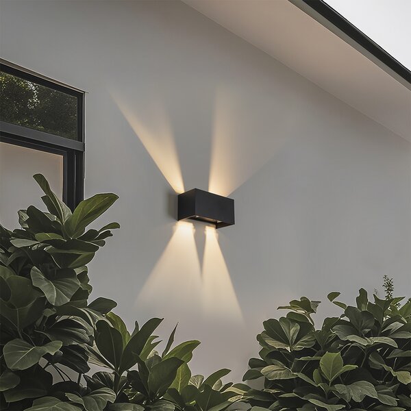 Външна стенна лампа черна с LED 4-светлини IP54 - Edwin