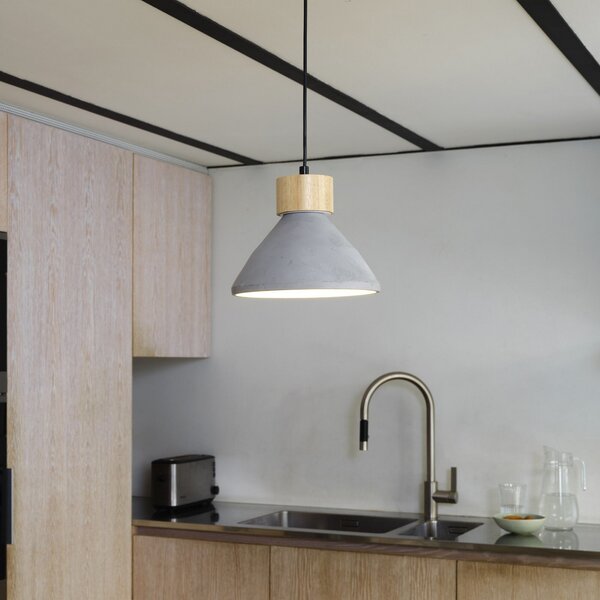 OSRAM висяща лампа CONCRETE WOOD, сива, Ø 22 cm, бетон, E27, Затъмняване, Сив, Дневна/трапезария, Бетон, Млад живот