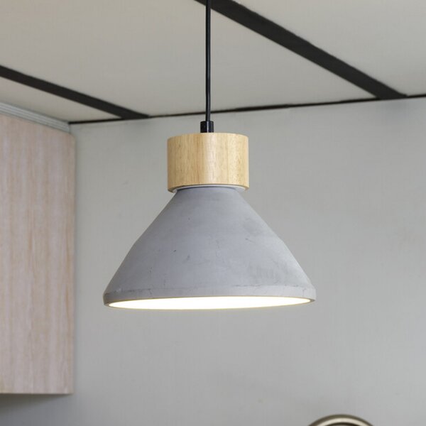 OSRAM висяща лампа CONCRETE WOOD, сива, Ø 22 cm, бетон, E27, Затъмняване, Сив, Дневна/трапезария, Бетон, Млад живот