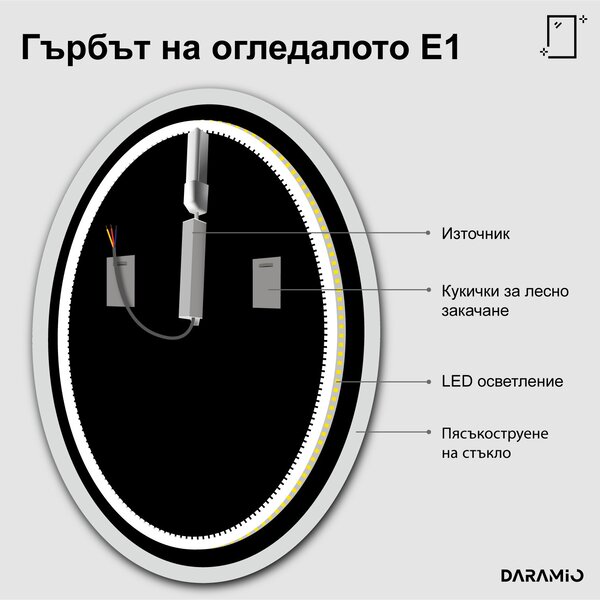 Кръгло огледало с лед осветление E1