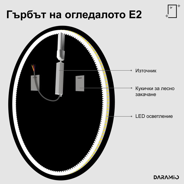 Кръгло огледало с лед осветление E2