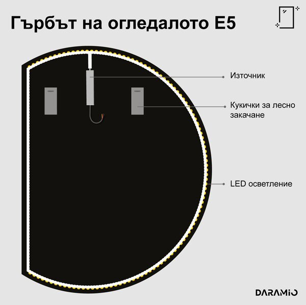 Кръгло огледало с лед осветление E5