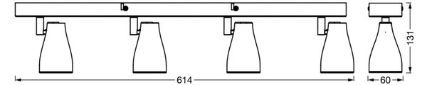 OSRAM тавански прожектор PEAR, черен, 4-крил, GU10-LED 2700 K, Черен, Пластмаса
