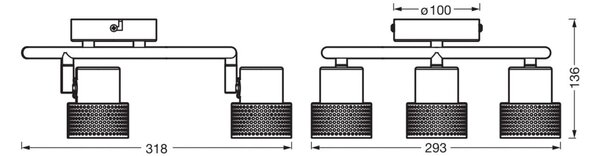 OSRAM тавански прожектор CORK SPIRAL бял 3-Spot GU10LED 927 dim, Затъмняване, Бял, Дневна/трапезария, Метал