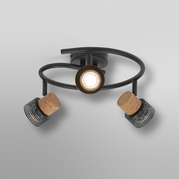 OSRAM тавански прожектор CORK SPIRAL черен 3-Spot GU10-LED 927, Затъмняване, Черен, Дневна/трапезария, Метал