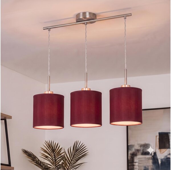 Brilagi - LED полилей на кабел NUBILA 3xE27/60W/230V помпейско червено