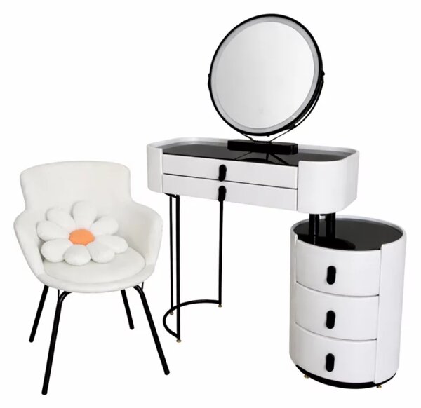 Комплект BELLA & ROSALIE – тоалетка с LED огледало и удобен стол 80x40x120