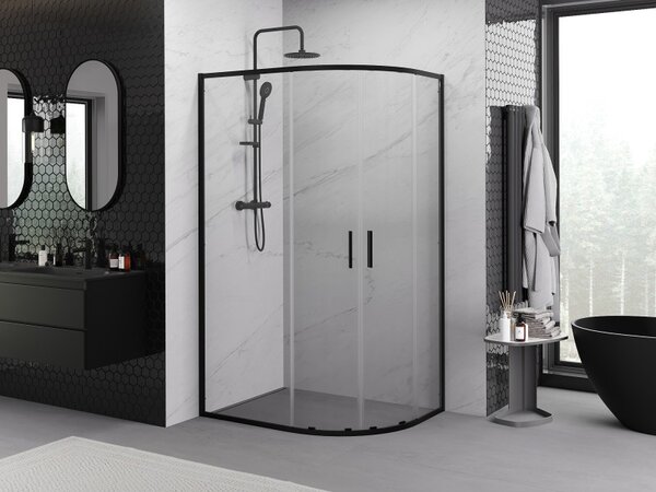 Mexen Exo-S Duo Асиметрична полукръгла душ кабина плъзгаща 90 x 80 см