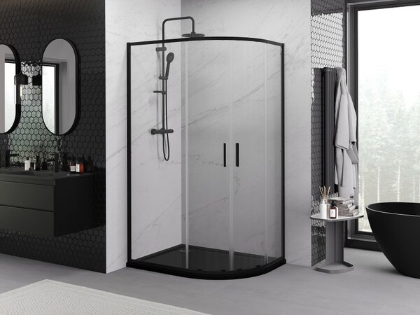 Mexen Exo-S Duo Асиметрична полукръгла душ кабина плъзгаща 90 x 80 см