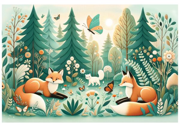 Тапет – Горски животни в пастелни цветове