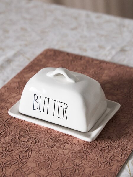Sinsay - Керамична масленица с надпис Butter - бял