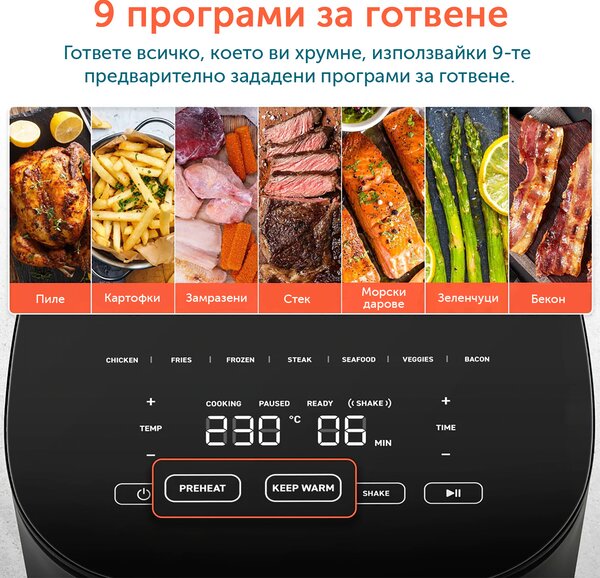 Фритюрник с горещ въздух Cosori Pro LE Air Fryer CAF-L501, 4.7L, Черен