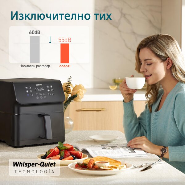 Фритюрник с горещ въздух Cosori Premium Ⅱ Air Fryer CAF-P651-KEUR, 6.2L, Черен