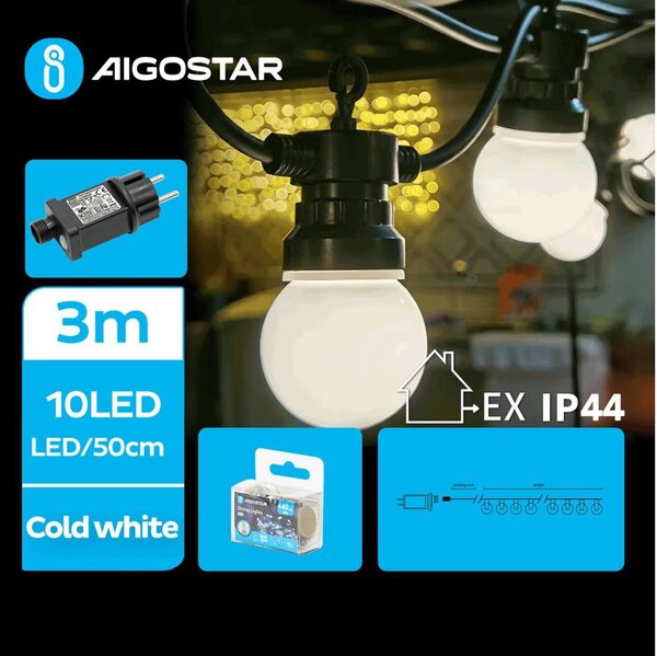 Aigostar - LED Екстериорни декоративни лампички 10xLED/3m IP44 студено бял