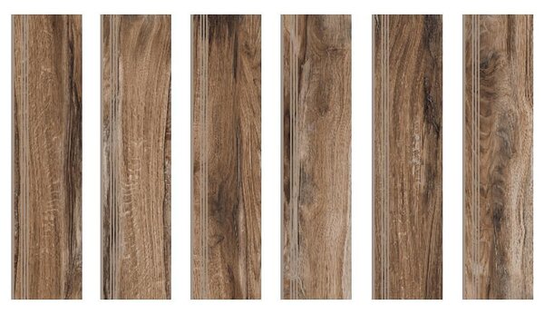 Стъпало от гранитогрес Cherry Wood Brown - стъпало 30 x 120 cm / чело 17 x 120 cm