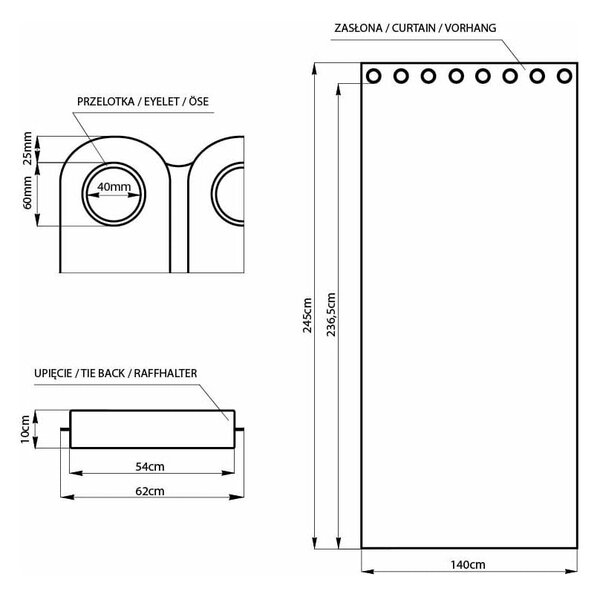Черно dimout перде 140x245 cm Kierra – Restilo