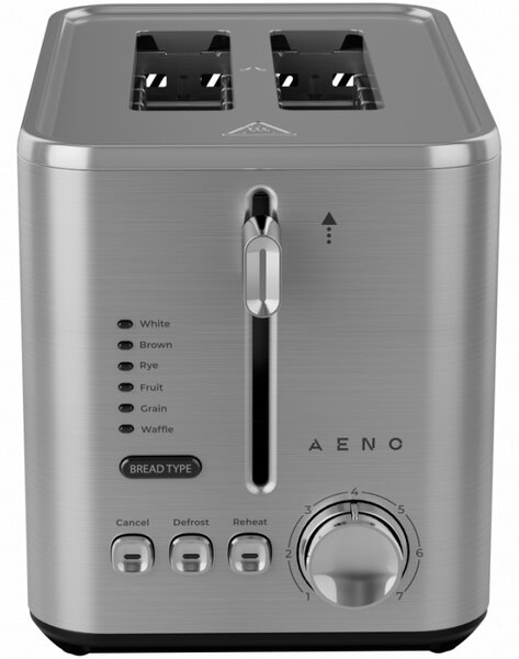 Тостер за хляб AENO ATS0003, 950W, 6 вида хляб, 7 нива на изпичане, Подгряване, Размразяване, LED, Инокс
