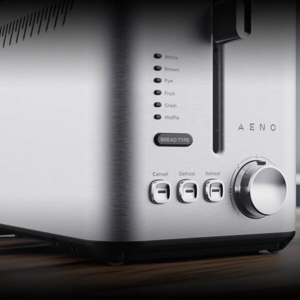 Тостер за хляб AENO ATS0003, 950W, 6 вида хляб, 7 нива на изпичане, Подгряване, Размразяване, LED, Инокс
