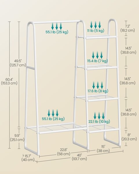 Закачалка Songmics, бяла, 101,7 x 40 x 153,3 см