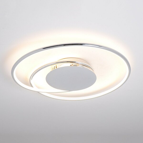 Lindby LED плафон Joline, Ø 45 cm, хромиран, метал, Металик, Дневна/трапезария, Метал, Модерен