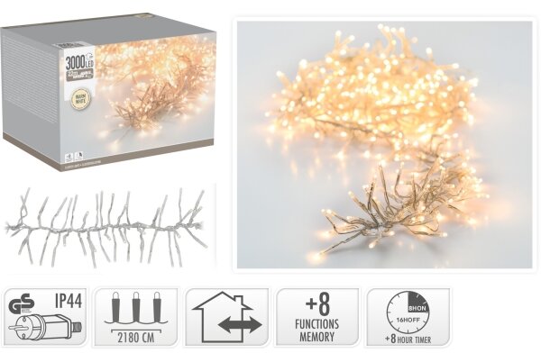 LED външна коледна гирлянда 3000xLED/230V/8 функции 24,8 m IP44 топла бяла