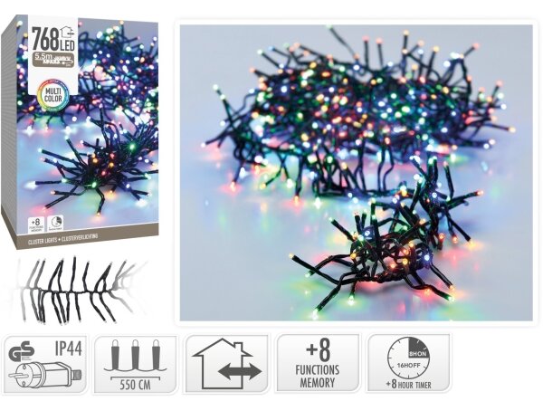 LED външна коледна гирлянда 768xLED/230V/8 режима 8,5 m IP44 многоцветна