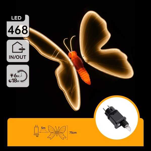 Aigostar - LED Външна декорация 504xLED IP44 топло бяло пеперуда
