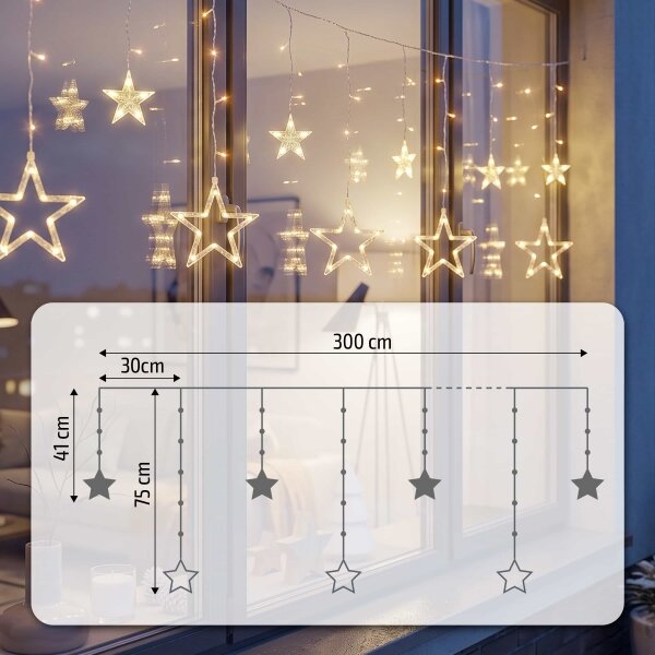 BRILAGI - LED Коледна екстериорна завеса 123xLED/3xAA/USB 3м IP44 топло бяла