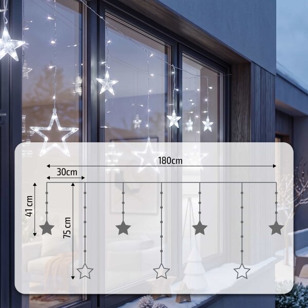 BRILAGI - LED Коледна екстериорна завеса 77xLED/3xAA/USB 1,8м IP44 студено бял