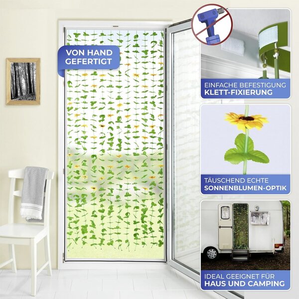 Жълто-зелено перде за врата 90x190 cm Sunflowers – Maximex
