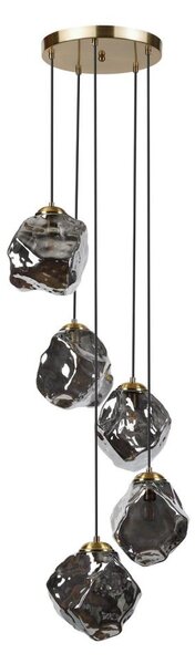 Полилей на кабел CRISTAL 5xE14/15W/230V месинг/димно черно